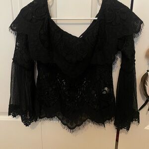 Lacy off the shoulders black top!